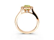 Halo Engagement Ring Setting for Fancy Yellow Cushion Cut Center with Milgrain Pave Band and Bezel Head in Rose Gold