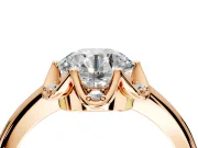 Floral Frame Engagement Ring Setting for Round Cut Center with Accent Clusters and Prong Head in Rose Gold