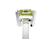 Solitaire Engagement Ring Setting for Fancy Yellow Asscher Cut Center with Plain Band and Flat Tab Prong Head in Sterling Silver