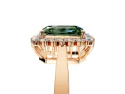 Starburst Halo Engagement Ring Setting for Fancy Green Emerald Cut Center with Flat Cathedral Band and Prong Head in Rose Gold