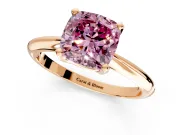 Solitaire Engagement Ring Setting for Fancy Pink Cushion Cut Center with Knife Ridge Band and Claw Prong Head in Rose Gold