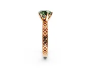 Solitaire Engagement Ring Setting for Fancy Green Heart-Shaped Center with Milgrain X Pattern Band and Prong Head in Rose Gold
