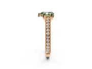 Solitaire Engagement Ring Setting for Fancy Green Pear-Shaped Center with Engraved Pave Band and Prong Head in Rose Gold