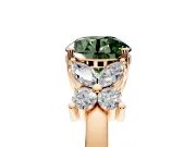 Floral Engagement Ring Setting for Fancy Green Round Cut Center with Marquise Cluster Shoulders and Prong Head in Rose Gold
