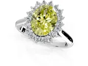 Starburst Halo Engagement Ring Setting for Fancy Yellow Oval Center with Thin Round-Wire Band and Prong Head in Platinum