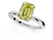 Solitaire Engagement Ring Setting for Fancy Yellow Emerald Cut Center with Plain Band and Tulip Prong Head in Sterling Silver
