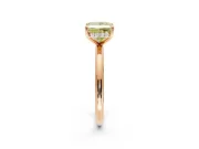 Hidden Halo Engagement Ring Setting for Fancy Yellow Princess Cut Center with Thin Rounded Band and Prong Head in Rose Gold
