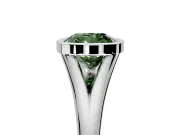 Solitaire Engagement Ring Setting for Fancy Green Cushion Cut Center with V Split Shank and Bezel Head in Sterling Silver