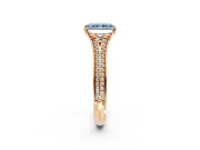 Solitaire Engagement Ring Setting for Fancy Blue Radiant Cut Center with Pave Rail Split Shank and Prong Head in Rose Gold