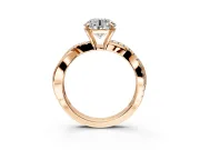 Crossover Engagement Ring Setting for Round Cut Center with Pave and Plain Strands and Prong Head in Rose Gold