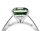 Solitaire Engagement Ring Setting for Fancy Green Asscher Cut Center with Tapered Split Shoulders and Prong Head in Sterling Silver