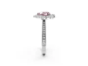 Milgrain Halo Engagement Ring Setting for Fancy Pink Heart-Shaped Center with Bezel Point Accents and Prong Head in Platinum