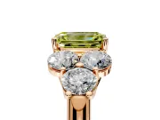 Cluster Engagement Ring Setting for Fancy Yellow Emerald Cut Center with Round Cut Accent Frame and Prong Head in Rose Gold