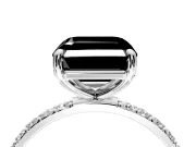 Solitaire Engagement Ring Setting for Fancy Black Asscher Cut Center with Pave Accents and Prong Head in Sterling Silver