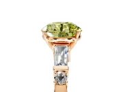Bar-Set Engagement Ring Setting for Fancy Yellow Round Cut Center with Tapered Baguette Accents and Prong Head in Rose Gold