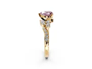 Solitaire Engagement Ring Setting for Fancy Pink Heart-Shaped Center with Marquise Accent Twist Band and Prong Head in Yellow Gold