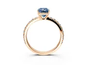 Solitaire Engagement Ring Setting for Fancy Blue Radiant Cut Center with Large Accent Band and Prong Head in Rose Gold