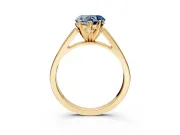 Solitaire Engagement Ring Setting for Fancy Blue Heart-Shaped Center with Tapered Split Shoulders and Prong Head in Yellow Gold