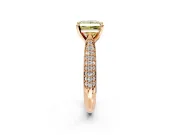 Solitaire Engagement Ring Setting for Fancy Yellow Princess Cut Center with Multi-Row Accents and Prong Head in Rose Gold