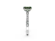 Solitaire Engagement Ring Setting for Fancy Green Emerald Cut Center with Round Cut Pave Band and Prong Head in Platinum