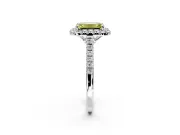 Halo Engagement Ring Setting for Fancy Yellow Emerald Cut Center with Raised Halo, Pave Band and Prong Head in Sterling Silver