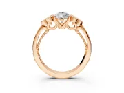 Cluster Engagement Ring Setting for Pear-Shaped Center with Bezel Accent Clusters and Prong Head in Rose Gold