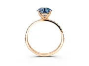 Solitaire Engagement Ring Setting for Fancy Blue Round Cut Center with Fine Pave Accents and Prong Head in Rose Gold