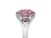 Solitaire Engagement Ring Setting for Fancy Pink Cushion Cut Center with Plain Split Shank and Prong Head in White Gold