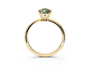 Minimalist Solitaire Engagement Ring Setting for Fancy Green Pear-Shaped Center with Thin Band and Prong Head in Yellow Gold