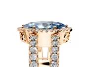 Halo Engagement Ring Setting for Fancy Blue Marquise Center with Wide-Open Pave Split Shank and Prong Head in Rose Gold