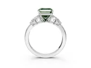 Leaf Cluster Engagement Ring Setting for Fancy Green Asscher Cut Center with Marquise Accents and Prong Head in Platinum
