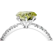 Solitaire Engagement Ring Setting for Fancy Yellow Heart-Shaped Center with Large Accent Band and Prong Head in Platinum