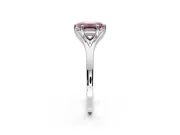 Solitaire Engagement Ring Setting for Fancy Pink Emerald Cut Center with Plain Split Shank and Prong Head in Platinum