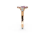 5 Stone Engagement Ring Setting for Fancy Pink Marquise Center with Equal Close-Set Accents and Prong Head in Rose Gold