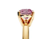 Solitaire Engagement Ring Setting for Fancy Pink Cushion Cut Center with Wire Band and Prong Head in Yellow Gold