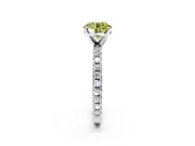 Solitaire Engagement Ring Setting for Fancy Yellow Round Cut Center with Fine Pave Band and Claw Prong Head in Platinum
