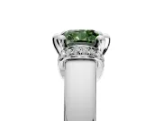 Solitaire Engagement Ring Setting for Fancy Green Cushion Cut Center with Wide Band, Pave Collar and Prong Head in Sterling Silver