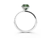 Solitaire Engagement Ring Setting for Fancy Green Cushion Cut Center with Pave Accents and Prong Head in Platinum