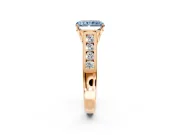 Solitaire Engagement Ring Setting for Fancy Blue Radiant Cut Center with Round Cut Channel Band and Prong Head in Rose Gold