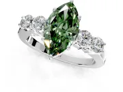 5 Stone Engagement Ring Setting for Fancy Green Marquise Center with Equal Close-Set Accents and Prong Head in Sterling Silver