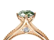 Solitaire Engagement Ring Setting for Fancy Green Oval Center with Milgrain Cathedral Band and Prong Head in Rose Gold
