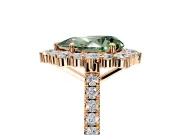 Halo Engagement Ring Setting for Fancy Green Pear-Shaped Center with Single-Row Pave, Open Basket and Prong Head in Rose Gold