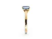 Solitaire Engagement Ring Setting for Fancy Blue Asscher Cut Center with Flat-Sided Plain Band and Prong Head in Yellow Gold