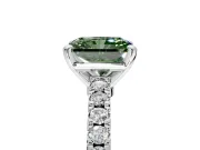 Solitaire Engagement Ring Setting for Fancy Green Radiant Cut Center with Single Row Accent Band and Prong Head in Platinum