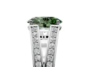Split Shank Engagement Ring Setting for Fancy Green Oval Center with Pave Split Shank and Prong Head in Platinum