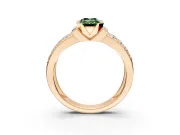 Bezel Engagement Ring Setting for Fancy Green Emerald Cut Center with Wide Channel-Set Band and Bezel Head in Rose Gold