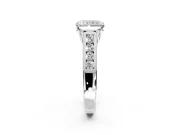 Solitaire Engagement Ring Setting for Radiant Cut Center with Round Cut Channel Band and Prong Head in Platinum