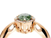 Halo Engagement Ring Setting for Fancy Green Marquise Center with Tapered Plain Band and Prong Head in Rose Gold
