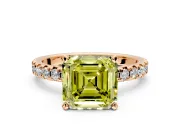 Solitaire Engagement Ring Setting for Fancy Yellow Asscher Cut Center with Large Accents and Prong Head in Rose Gold