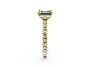 Solitaire Engagement Ring Setting for Fancy Green Asscher Cut Center with Shared-Prong Accents and Prong Head in Yellow Gold